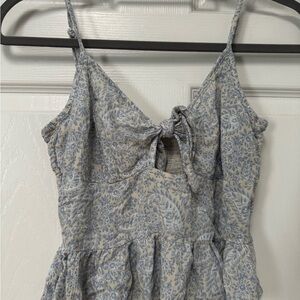 Patrons of Peace Gray and White Tie Front Camisole